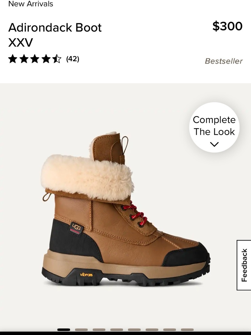 UGG Men's Chestnut Brown Leather Lace-Up Shearling Winter Boots